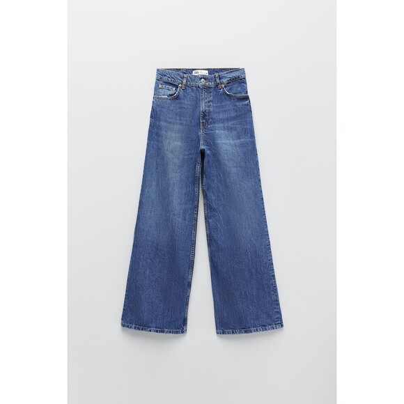 Denim Zara High-Rise Slim Fit Wide Leg Jeans (NWT) - Picture 6 of 9